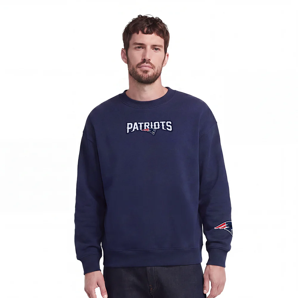 NFL NEW ENGLAND PATRIOTS WINGSPAN MEN'S DROP SHOULDER FLC CREWNECK (MIDNIGHT NAVY) - Image 2