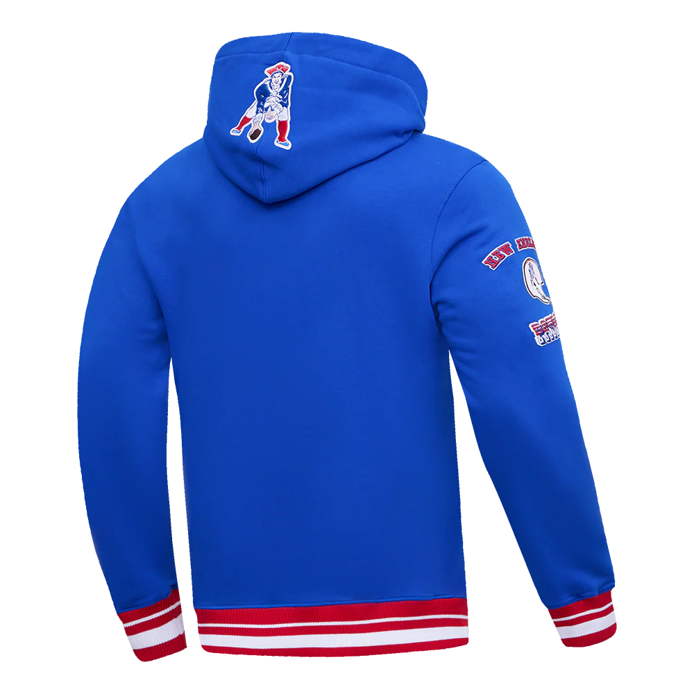 NFL NEW ENGLAND PATRIOTS RETRO CLASSIC MEN'S PULLOVER HOODIE (ROYAL BLUE/RED) - Image 8