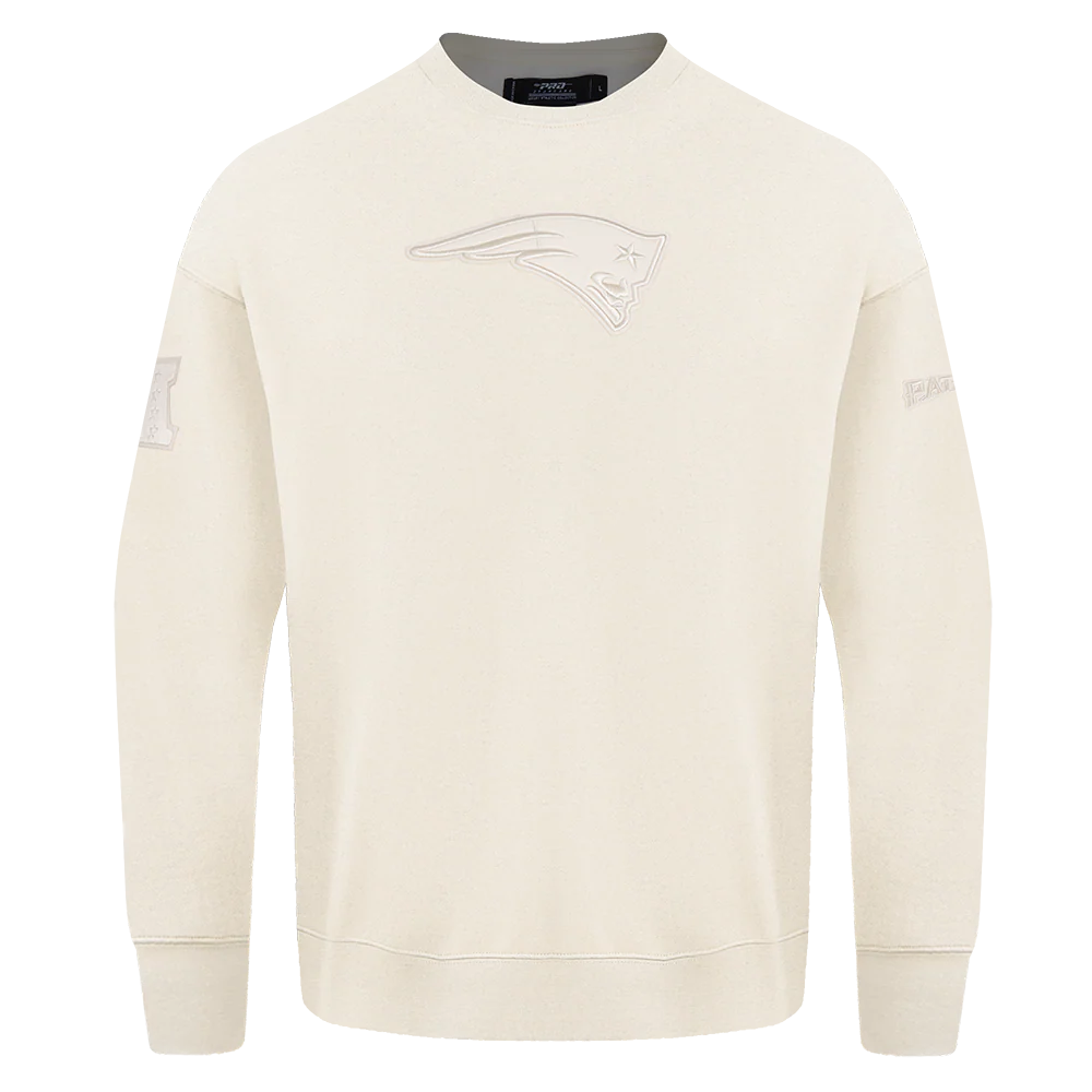 NFL NEW ENGLAND PATRIOTS NEUTRAL MEN'S DROP SHOULDER FLEECE CREWNECK (EGGSHELL)