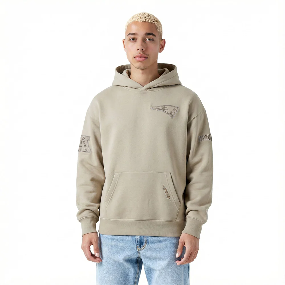NFL NEW ENGLAND PATRIOTS NEUTRAL MEN'S DROP SHOULDER FLC PO HOODIE (TAUPE)
