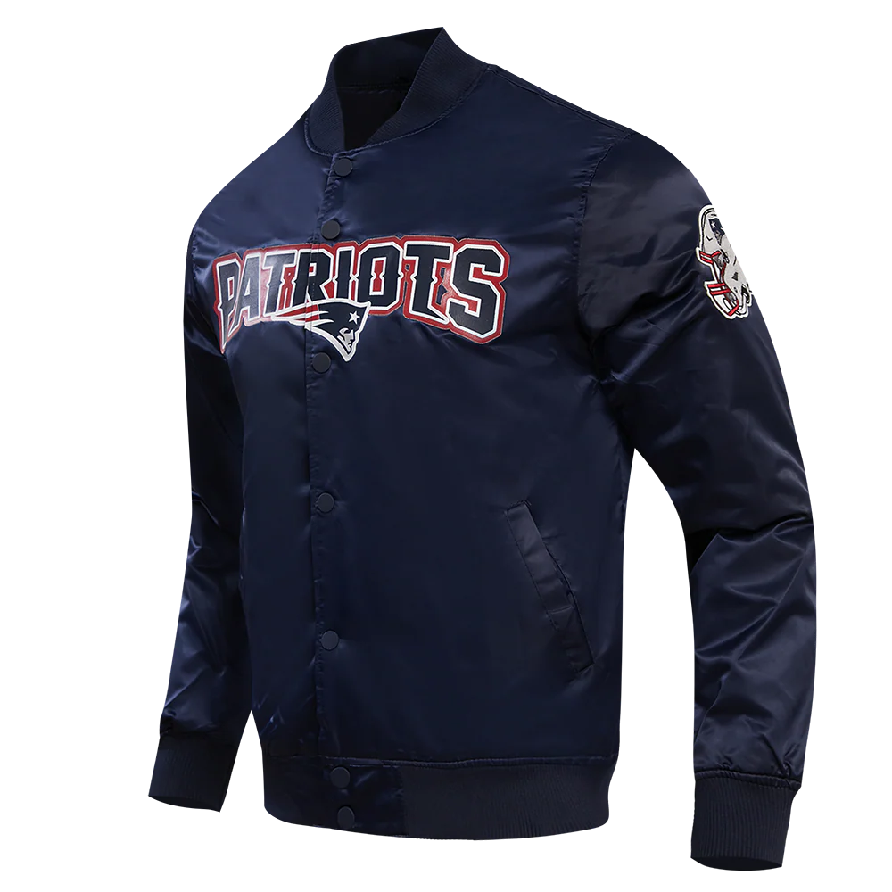 NFL NEW ENGLAND PATRIOTS BIG LOGO MEN'S SATIN JACKET (MIDNIGHT NAVY) - Image 2