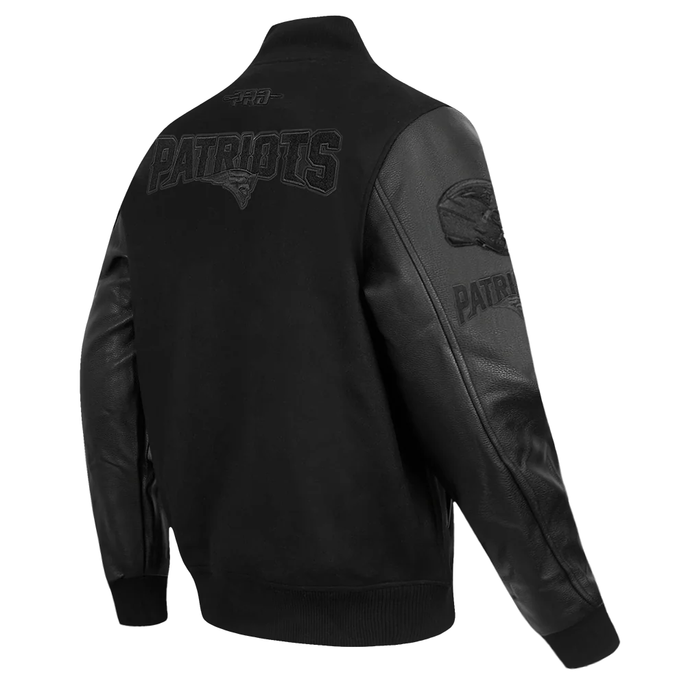NFL NEW ENGLAND PATRIOTS TRIPLE BLACK MEN'S WOOL VARSITY JACKET (TRIPLE BLACK MEN'S) - Image 4