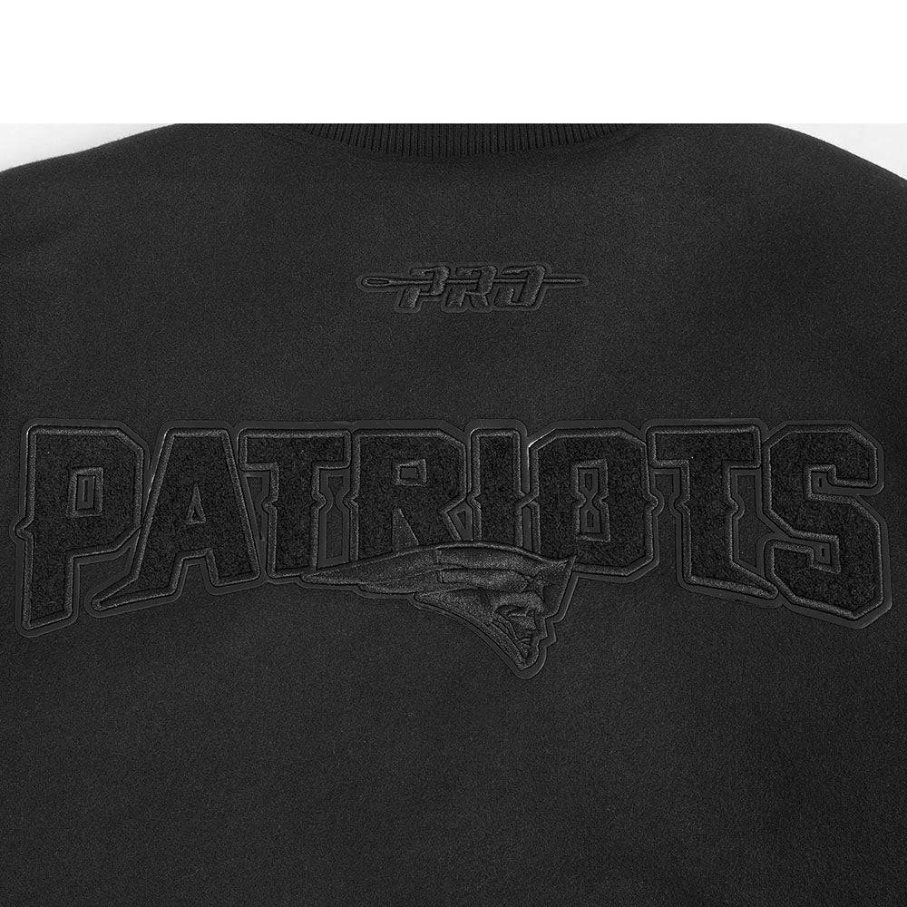 NFL NEW ENGLAND PATRIOTS TRIPLE BLACK MEN'S WOOL VARSITY JACKET (TRIPLE BLACK MEN'S) - Image 9
