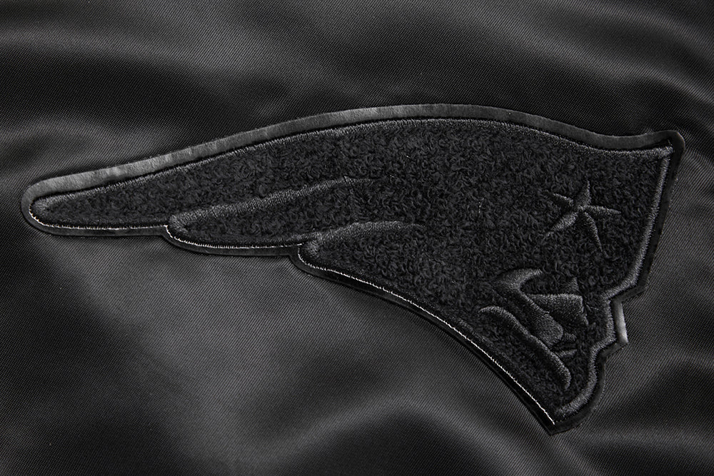 NFL NEW ENGLAND PATRIOTS TRIPLE BLACK MEN'S SATIN JACKET (TRIPLE BLACK) - Image 5
