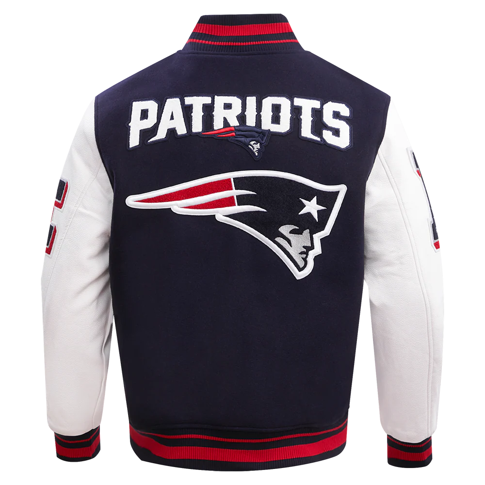 NFL NEW ENGLAND PATRIOTS MASHUP MEN'S RIB WOOL VARSITY JACKET (MIDNIGHT NAVY/RED/MIDNIGHT NAVY) - Image 7