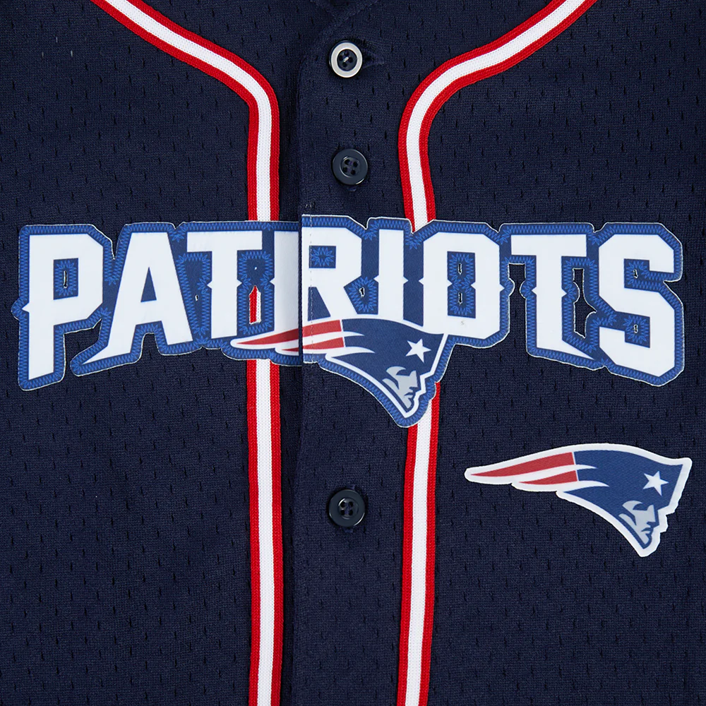 NFL NEW ENGLAND PATRIOTS CLASSIC BIG BOY'S MESH BUTTON DOWN SHIRT (MIDNIGHT NAVY/RED) - Image 8