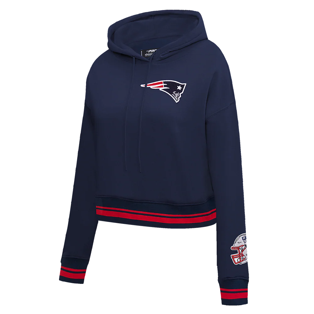 NFL NEW ENGLAND PATRIOTS MASHUP WOMEN'S RIB CROPPED PO HOODIE (MIDNIGHT NAVY/RED/MIDNIGHT NAVY) - Image 3