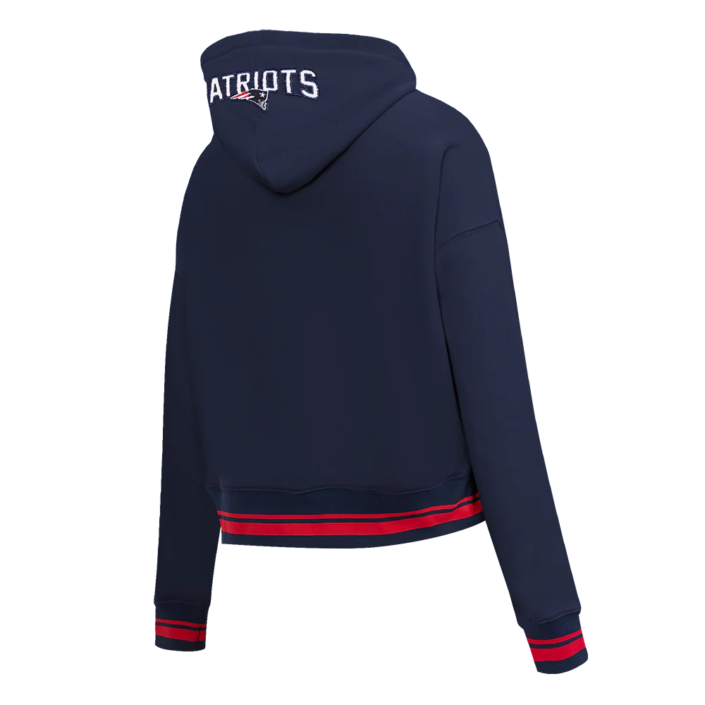 NFL NEW ENGLAND PATRIOTS MASHUP WOMEN'S RIB CROPPED PO HOODIE (MIDNIGHT NAVY/RED/MIDNIGHT NAVY) - Image 4