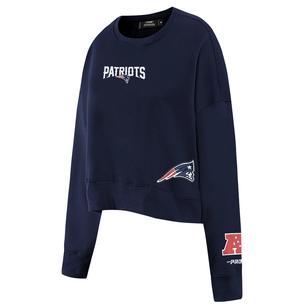 NFL NEW ENGLAND PATRIOTS WINGSPAN WOMEN'S FLC CREWNECK (MIDNIGHT NAVY) - Image 4