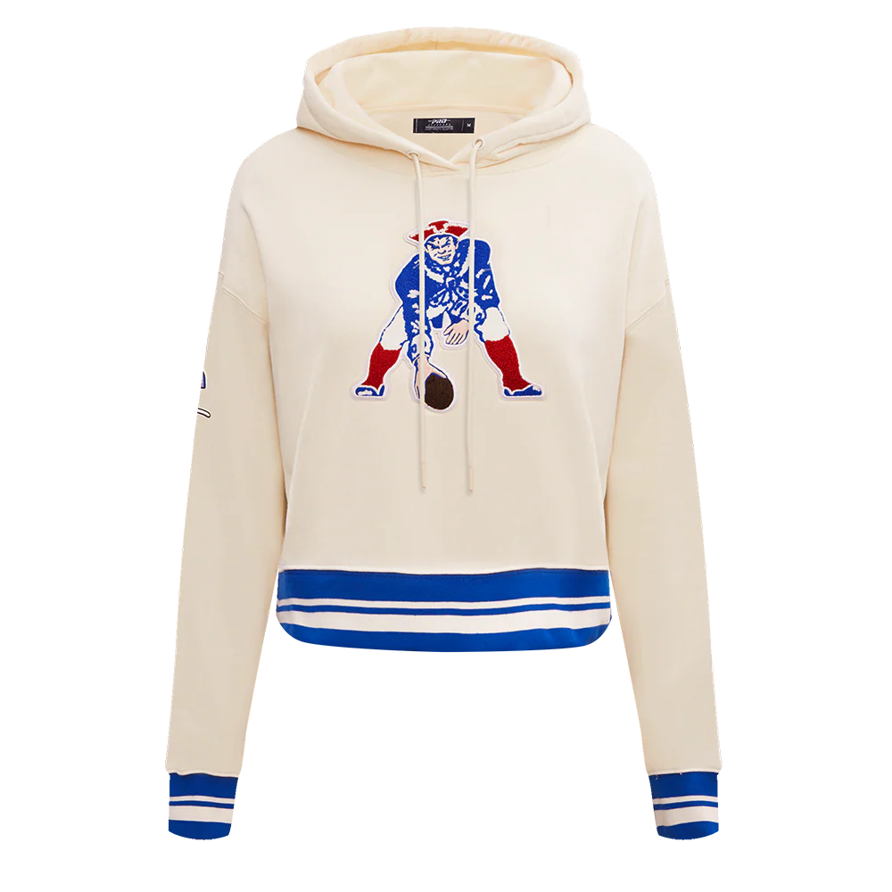 NFL NEW ENGLAND PATRIOTS RETRO CLASSIC WOMEN'S CROPPED PO HOODIE (EGGSHELL)