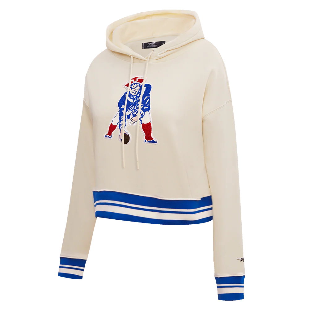 NFL NEW ENGLAND PATRIOTS RETRO CLASSIC WOMEN'S CROPPED PO HOODIE (EGGSHELL) - Image 2
