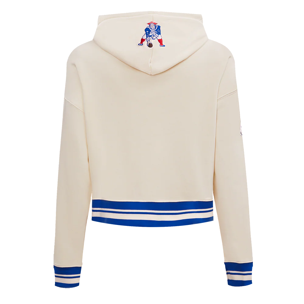 NFL NEW ENGLAND PATRIOTS RETRO CLASSIC WOMEN'S CROPPED PO HOODIE (EGGSHELL) - Image 3