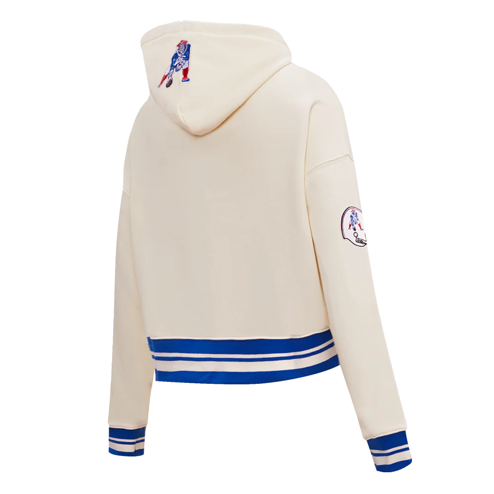 NFL NEW ENGLAND PATRIOTS RETRO CLASSIC WOMEN'S CROPPED PO HOODIE (EGGSHELL) - Image 4