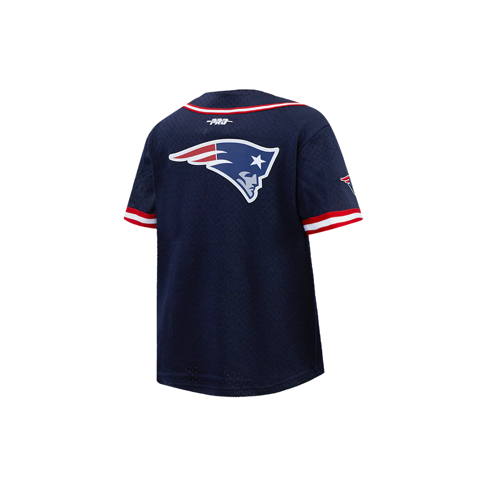 NFL NEW ENGLAND PATRIOTS CLASSIC LITTLE BOY'S MESH BUTTON DOWN SHIRT (MIDNIGHT NAVY/RED) - Image 3