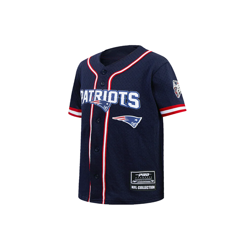 NFL NEW ENGLAND PATRIOTS CLASSIC LITTLE BOY'S MESH BUTTON DOWN SHIRT (MIDNIGHT NAVY/RED) - Image 4