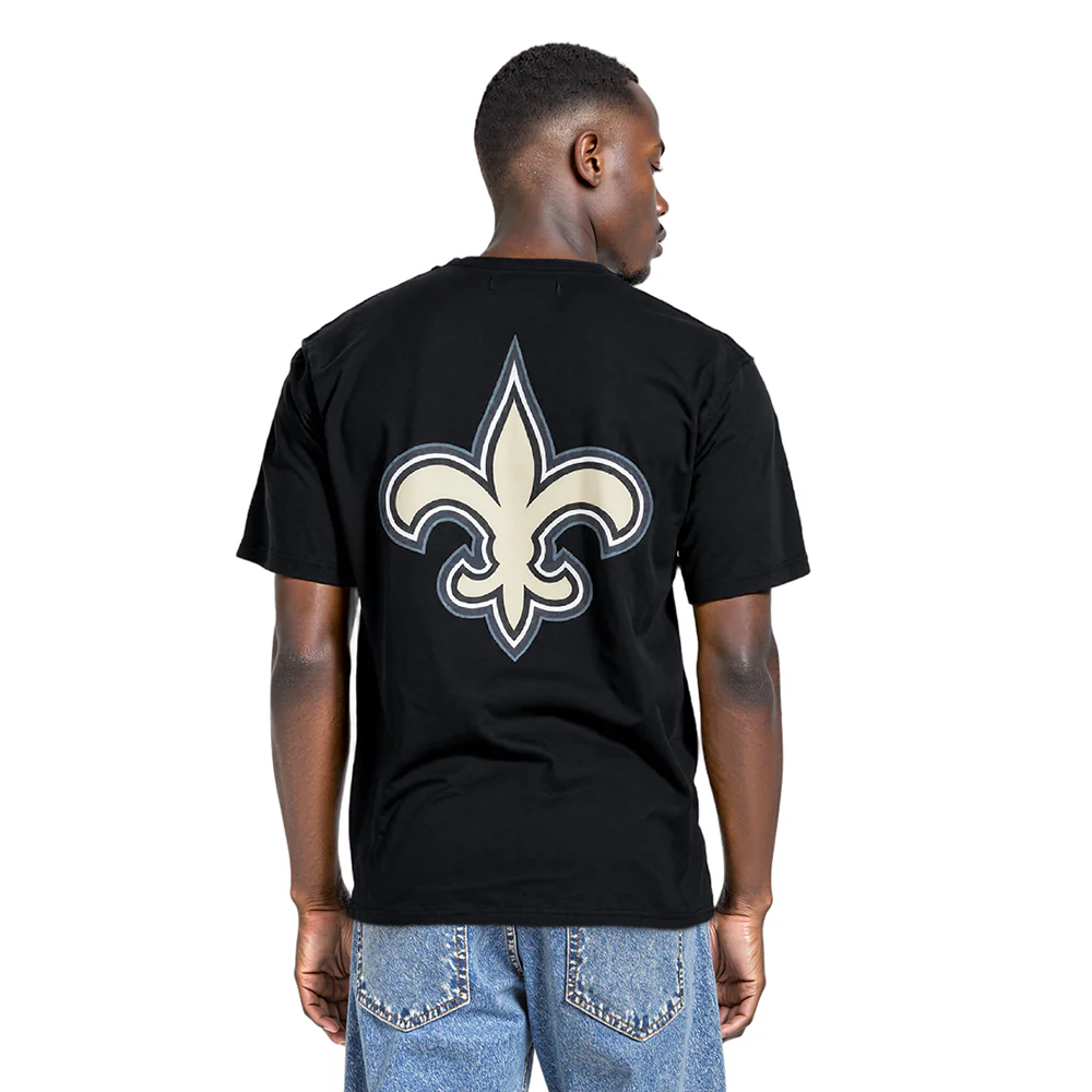 NFL NEW ORLEANS SAINTS CLASSIC MESH STRIPED MEN'S TEE (BLACK) - Image 2