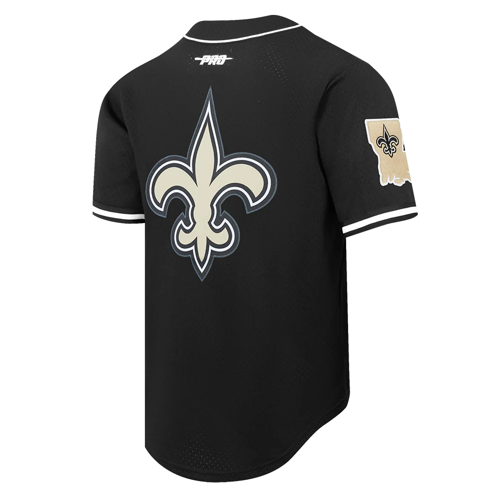 NFL NEW ORLEANS SAINTS CLASSIC MEN'S MESH BUTTON DOWN JERSEY (BLACK) - Image 13