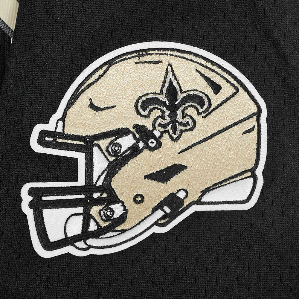 NFL NEW ORLEANS SAINTS CLASSIC MEN'S MESH BUTTON DOWN JERSEY (BLACK) - Image 5