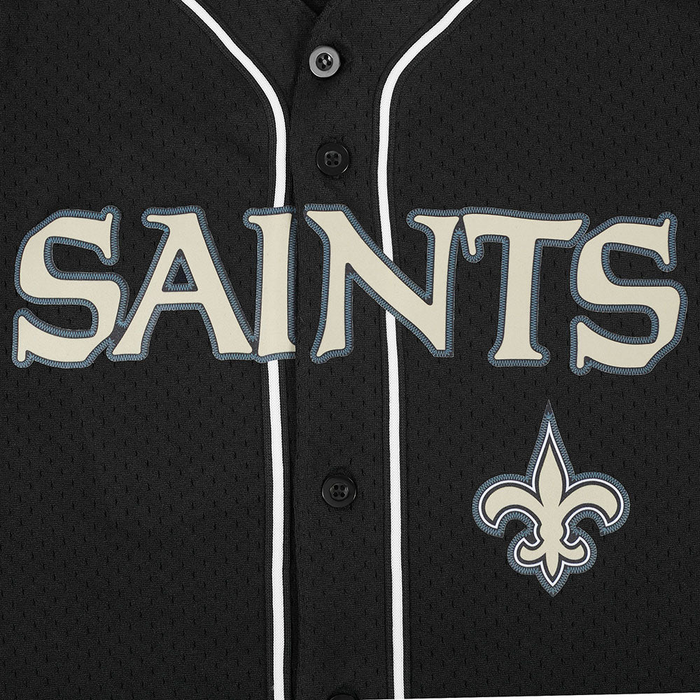 NFL NEW ORLEANS SAINTS CLASSIC MEN'S MESH BUTTON DOWN JERSEY (BLACK) - Image 7