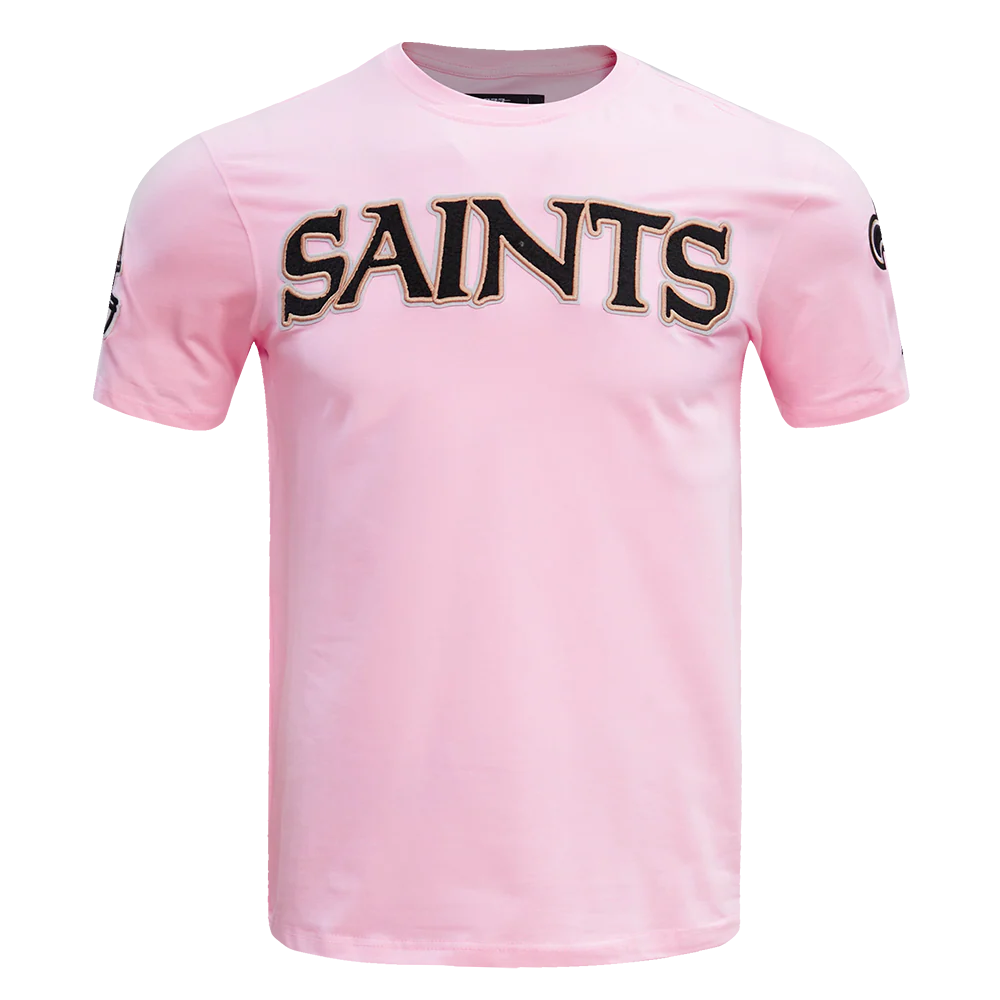 NFL NEW ORLEANS SAINTS CLASSIC CHENILLE SINGLE JERSEY TEE (PINK)