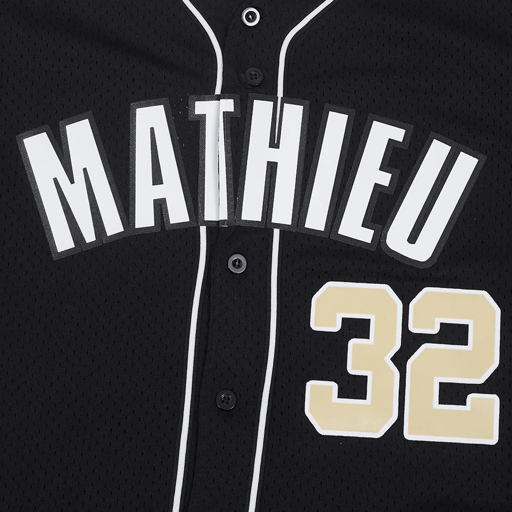 NFL NEW ORLEANS SAINTS TYRANN MATHIEU #32 MESH BUTTON UP SHIRT (BLACK) - Image 8