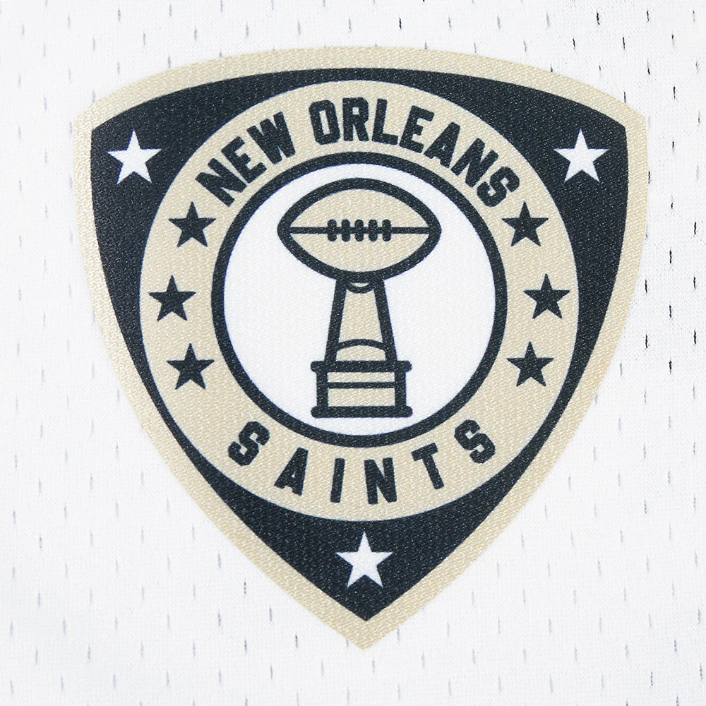 NFL NEW ORLEANS SAINTS LETTERMAN MEN'S BUTTON DOWN MESH TOP (WHITE/BLACK/WHITE) - Image 5