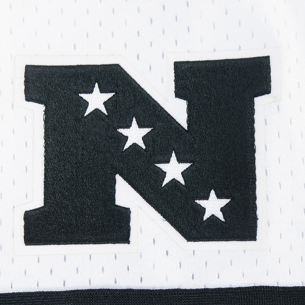 NFL NEW ORLEANS SAINTS LETTERMAN MEN'S BUTTON DOWN MESH TOP (WHITE/BLACK/WHITE) - Image 8