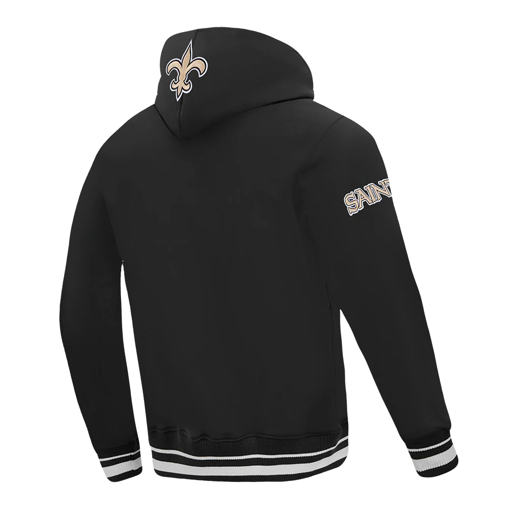 NFL NEW ORLEANS SAINTS SCRIPT TAIL MEN'S RIB FLC PO HOODIE (BLACK) - Image 8