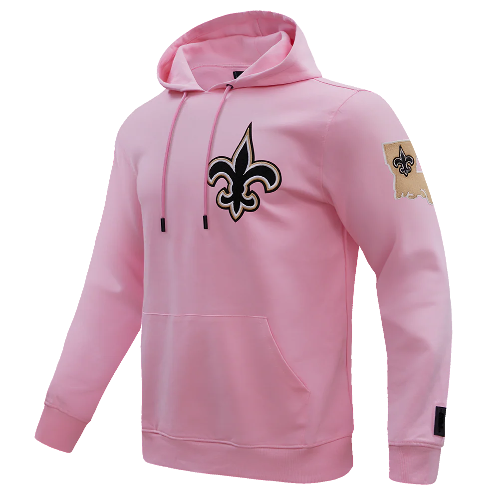 NFL NEW ORLEANS SAINTS CLASSIC CHENILLE DOUBLE KNIT PULLOVER HOODIE (PINK) - Image 2