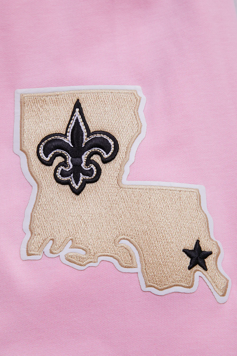 NFL NEW ORLEANS SAINTS CLASSIC CHENILLE DOUBLE KNIT PULLOVER HOODIE (PINK) - Image 8