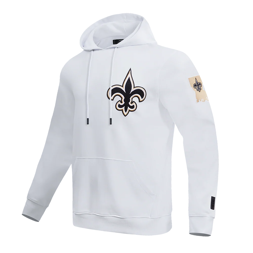 NFL NEW ORLEANS SAINTS CLASSIC CHENILLE DOUBLE KNIT PULLOVER HOODIE (WHITE) - Image 2