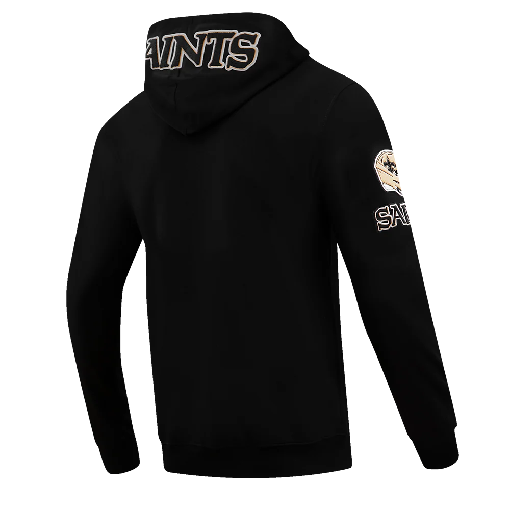 NFL NEW ORLEANS SAINTS CLASSIC CHENILLE MEN'S DK FZ HOODIE (BLACK) - Image 3
