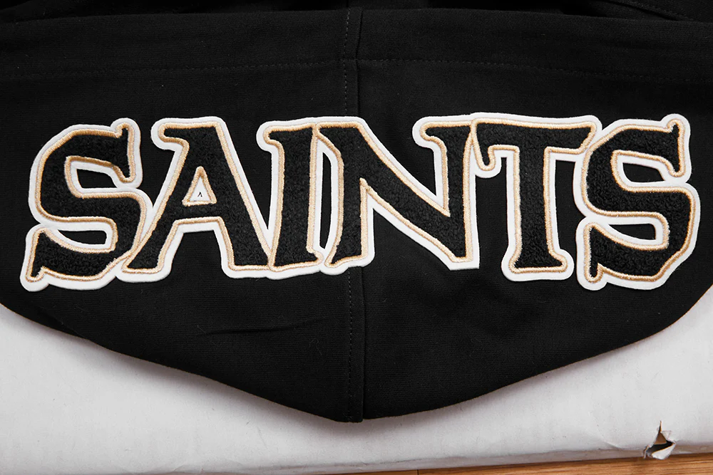 NFL NEW ORLEANS SAINTS CLASSIC CHENILLE MEN'S DK FZ HOODIE (BLACK) - Image 5