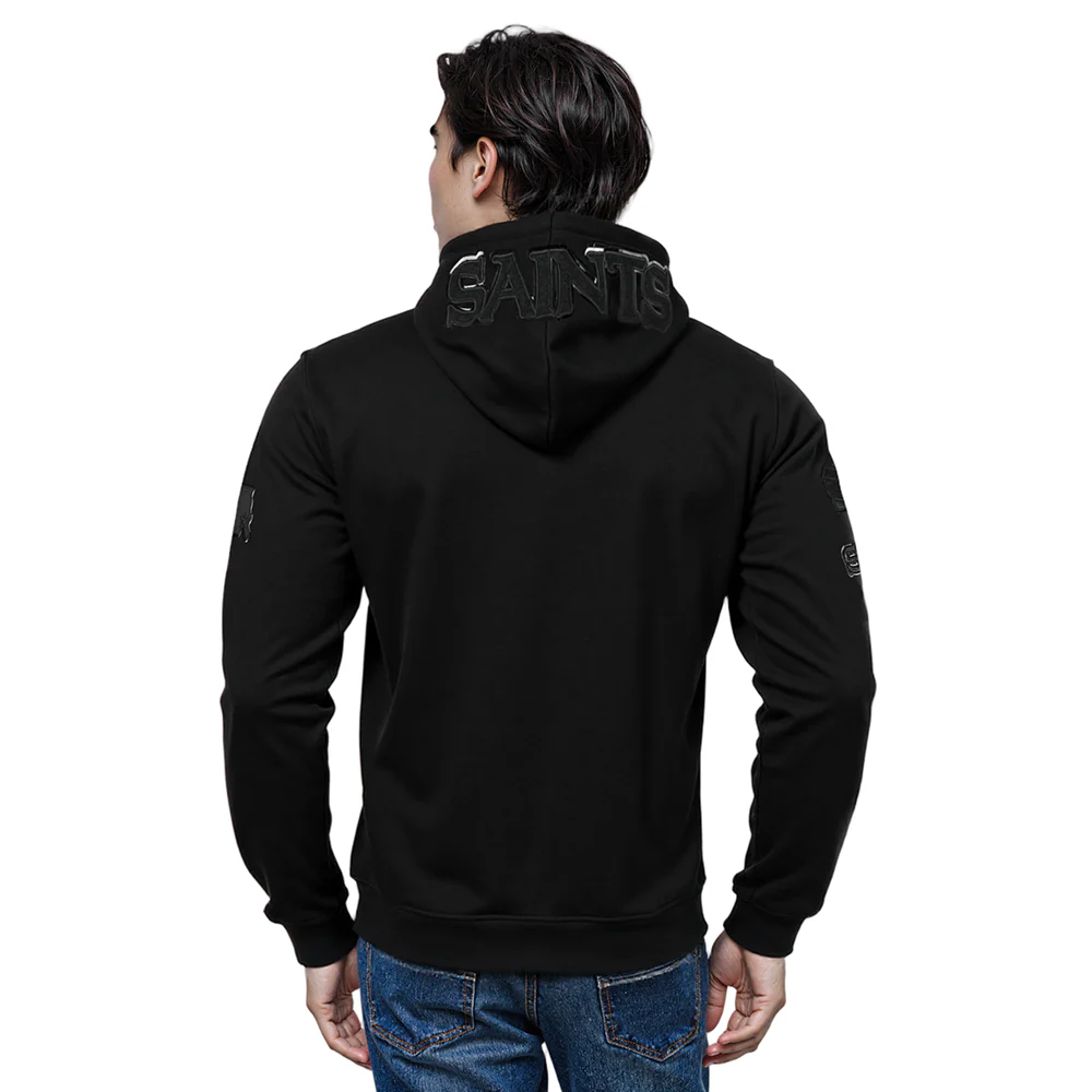 NFL NEW ORLEANS SAINTS TRIPLE BLACK MEN'S DK FZ HOODIE (TRIPLE BLACK) - Image 10