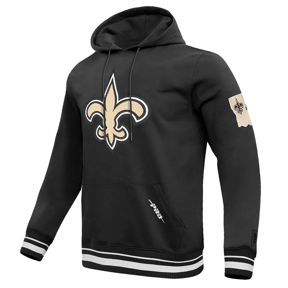 NFL NEW ORLEANS SAINTS MASHUP MEN'S RIB PO HOODIE (BLACK) - Image 12