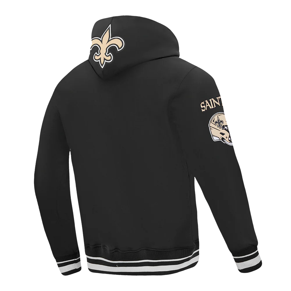 NFL NEW ORLEANS SAINTS MASHUP MEN'S RIB PO HOODIE (BLACK) - Image 13