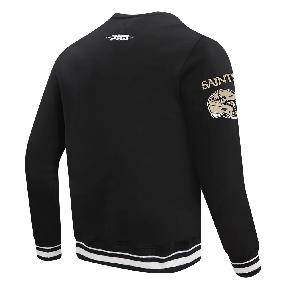 NFL NEW ORLEANS SAINTS MASHUP MEN'S RIB CREWNECK (BLACK) - Image 4