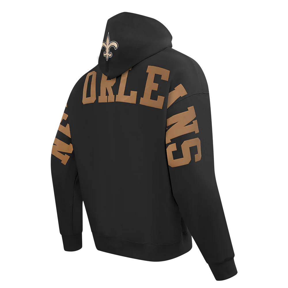 NFL NEW ORLEANS SAINTS WINGSPAN MEN'S DROP SHOULDER FLC PO HOODIE (BLACK) - Image 6