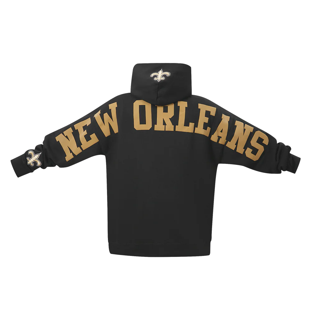 NFL NEW ORLEANS SAINTS WINGSPAN MEN'S DROP SHOULDER FLC PO HOODIE (BLACK) - Image 7