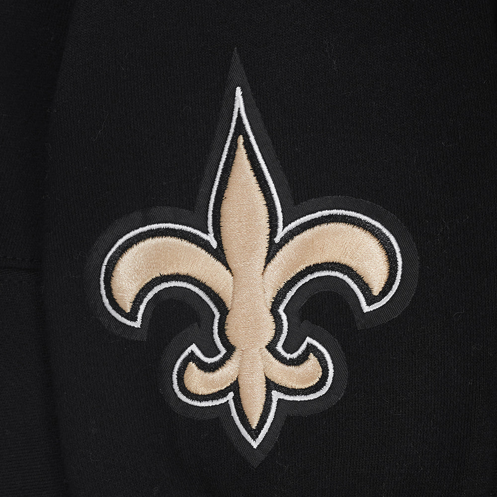 NFL NEW ORLEANS SAINTS WINGSPAN MEN'S DROP SHOULDER FLC PO HOODIE (BLACK) - Image 9