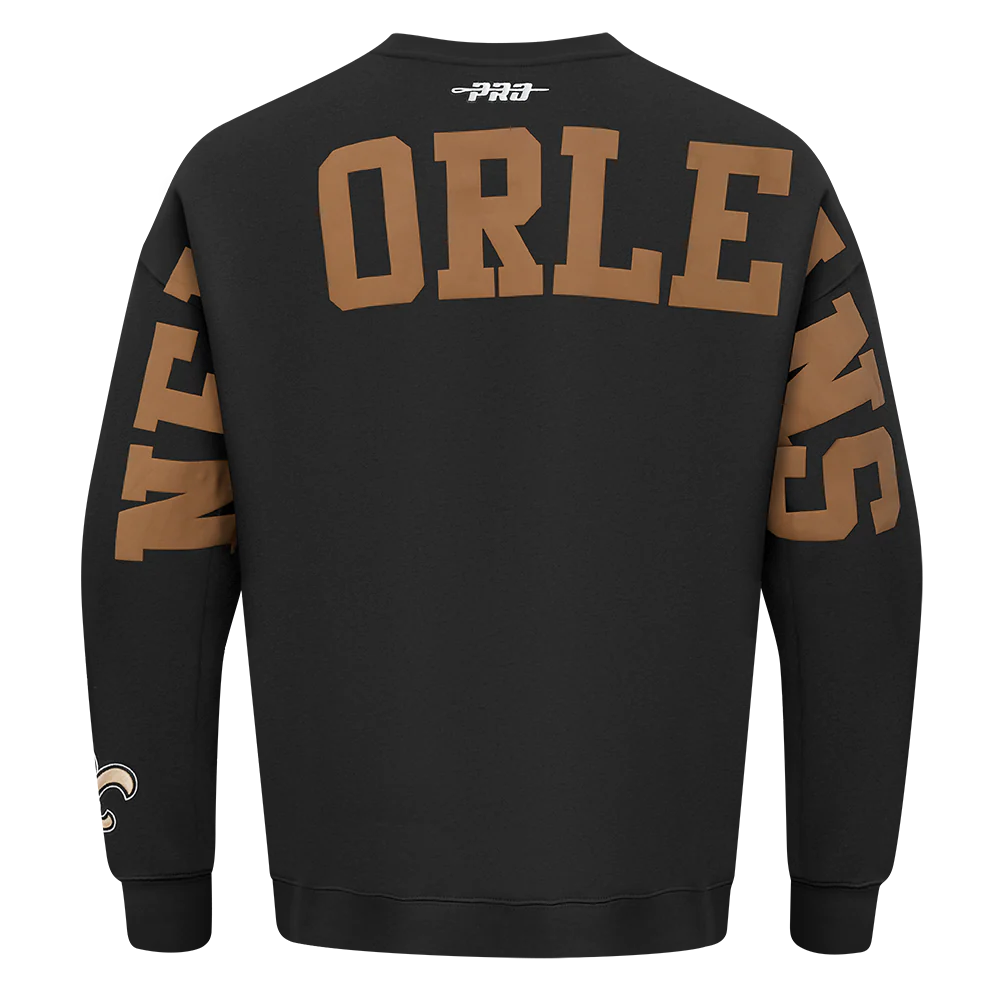 NFL NEW ORLEANS SAINTS WINGSPAN MEN'S DROP SHOULDER FLC CREWNECK (BLACK) - Image 5