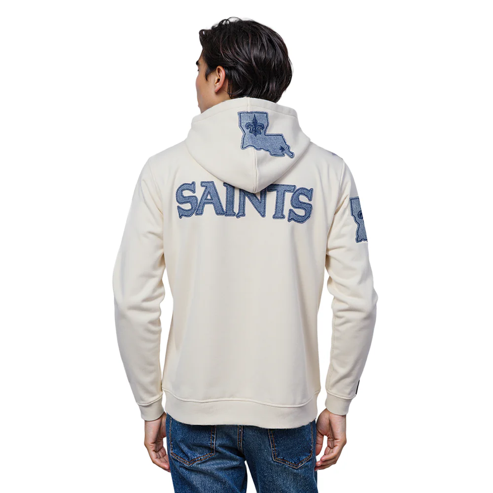 NFL NEW ORLEANS SAINTS VARSITY BLUES MEN'S FLC PO HOODIE (LINEN) - Image 2