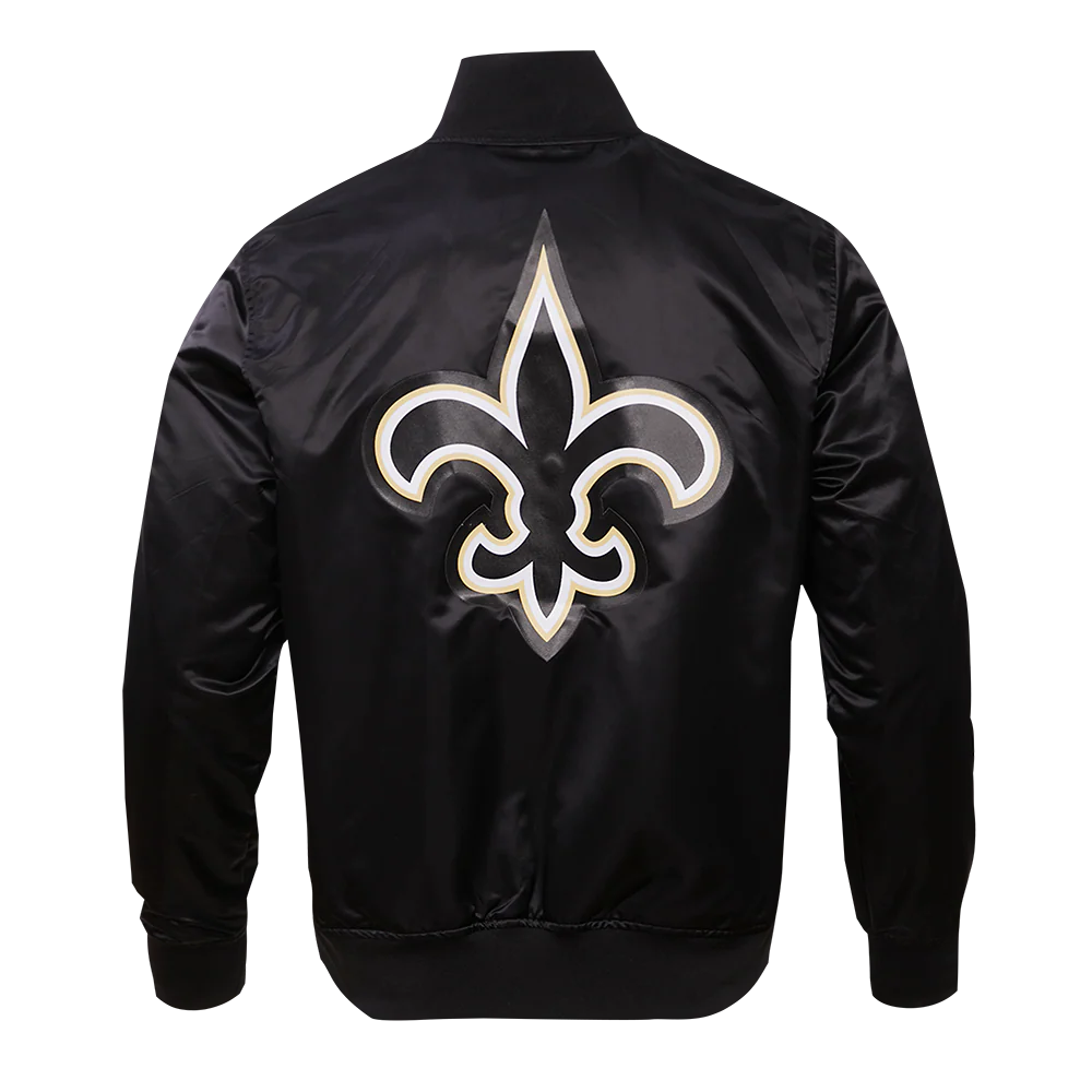 NFL NEW ORLEANS SAINTS BIG LOGO MEN'S SATIN JACKET (BLACK) - Image 10