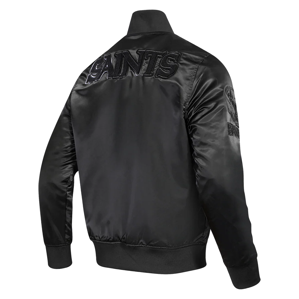 NFL NEW ORLEANS SAINTS TRIPLE BLACK SATIN JACKET (TRIPLE BLACK) - Image 3