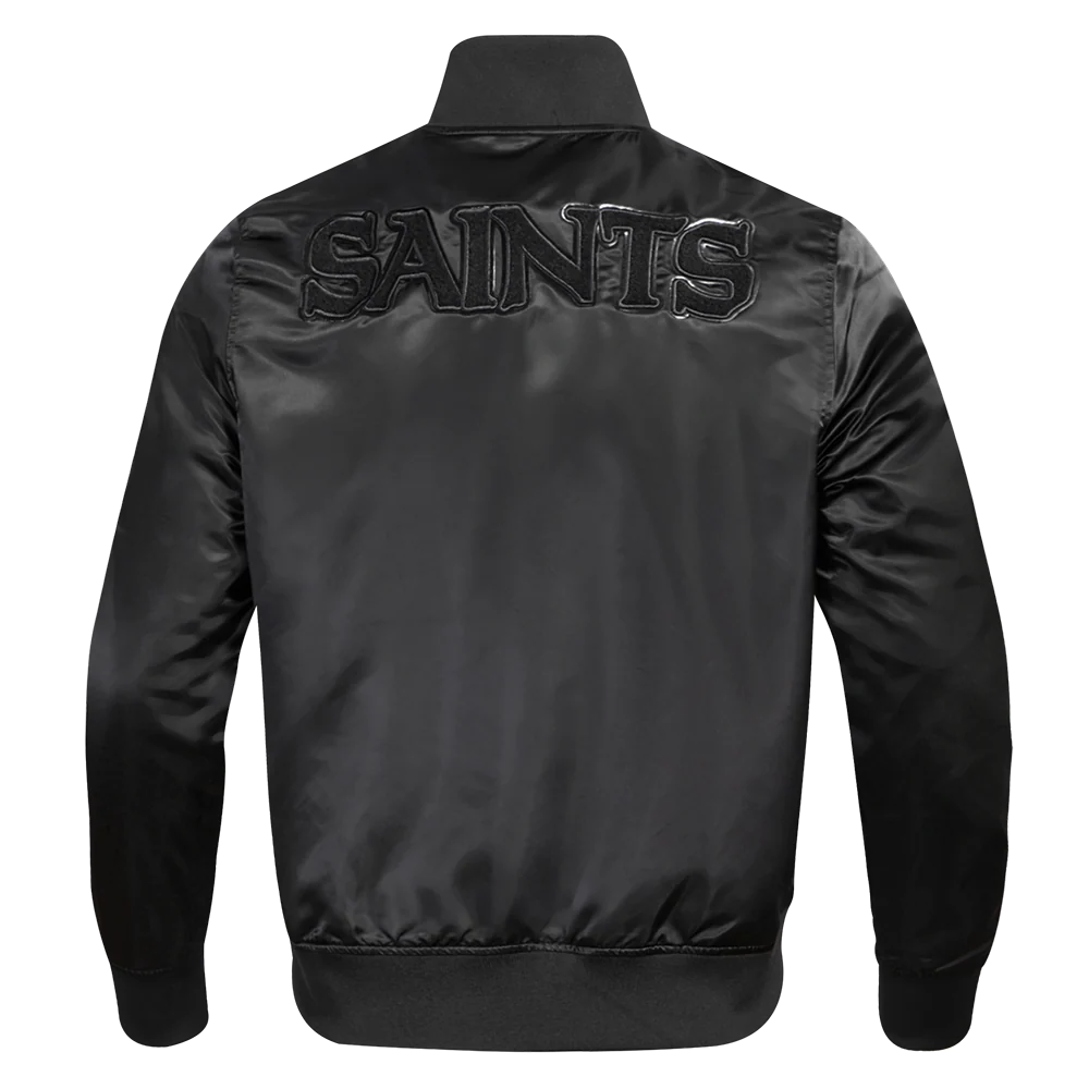 NFL NEW ORLEANS SAINTS TRIPLE BLACK SATIN JACKET (TRIPLE BLACK) - Image 4