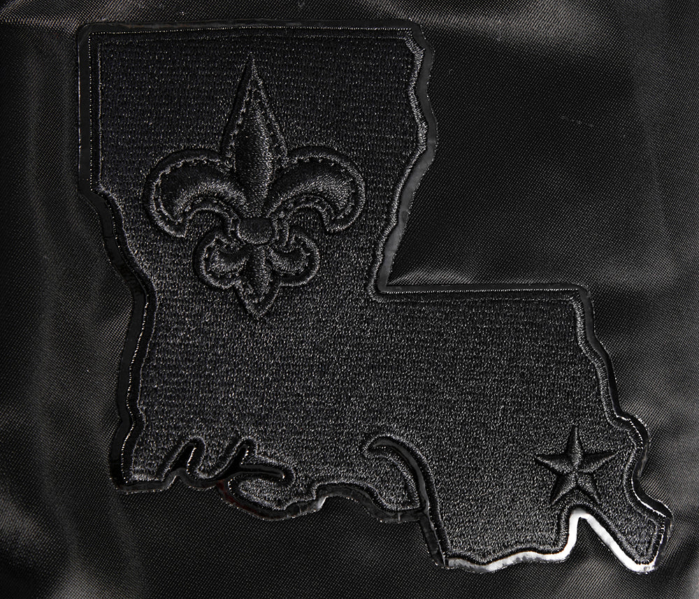 NFL NEW ORLEANS SAINTS TRIPLE BLACK SATIN JACKET (TRIPLE BLACK) - Image 7