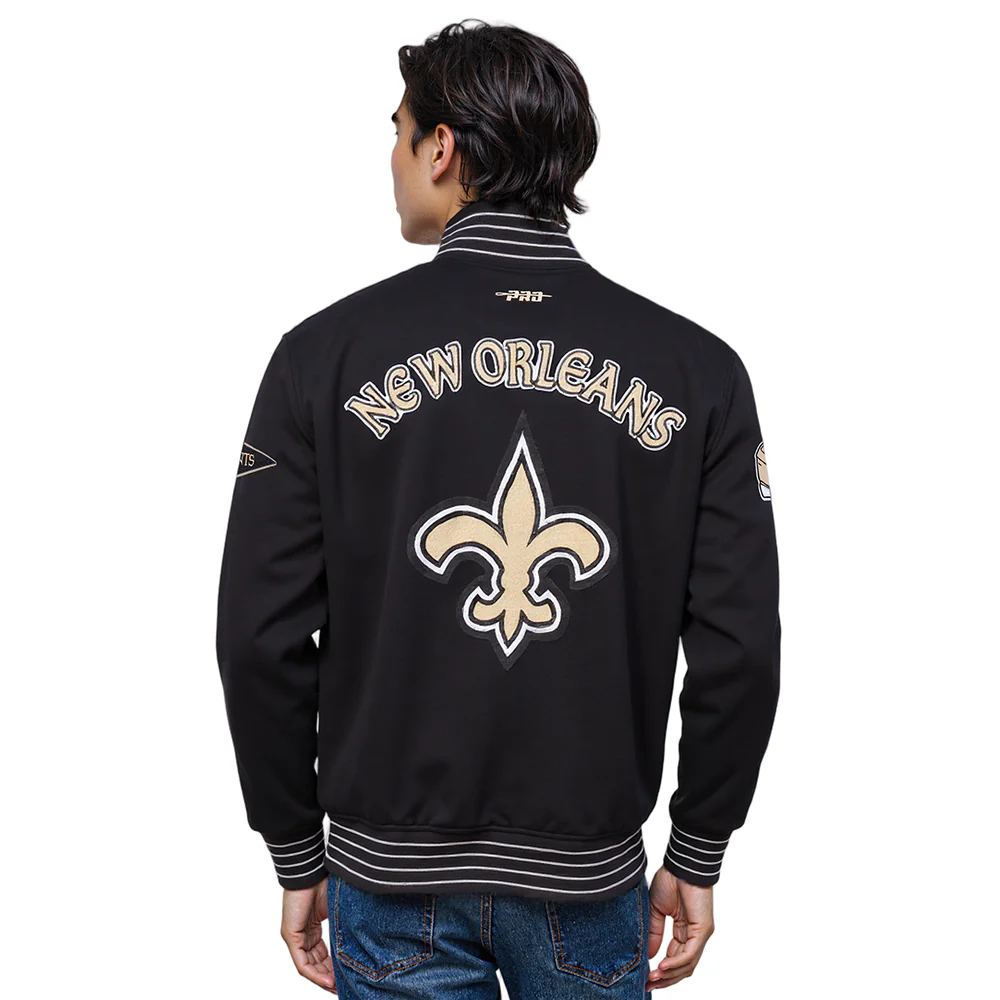 NFL NEW ORLEANS SAINTS PRO GAME DAY MEN'S DBL KNIT JACKET (BLACK/SILVER/WHITE) - Image 11