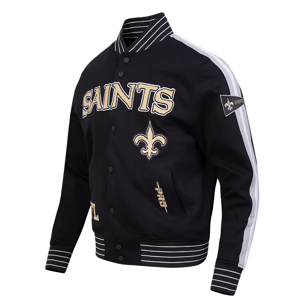 NFL NEW ORLEANS SAINTS PRO GAME DAY MEN'S DBL KNIT JACKET (BLACK/SILVER/WHITE) - Image 3
