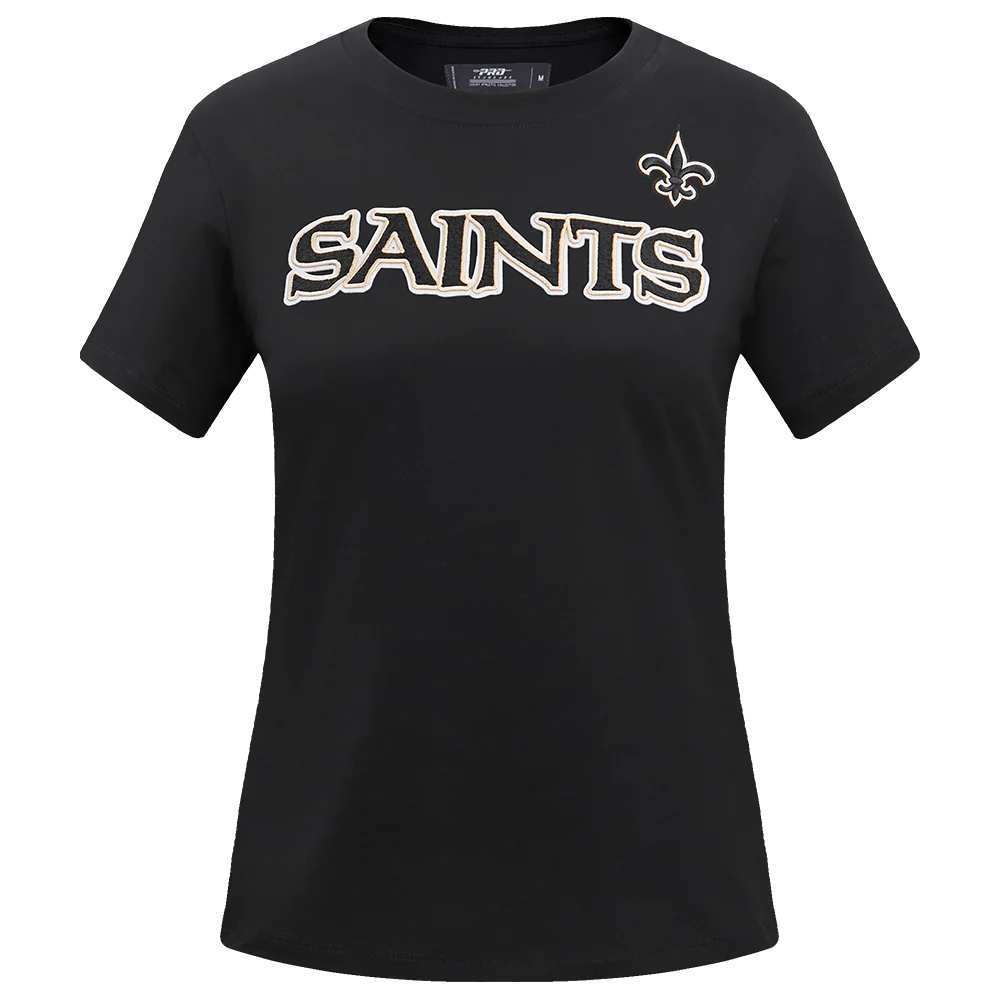 NFL NEW ORLEANS SAINTS CLASSIC SHORT SLEEVE WOMEN'S SINGLE JERSEY SLIM FIT TEE (BLACK)