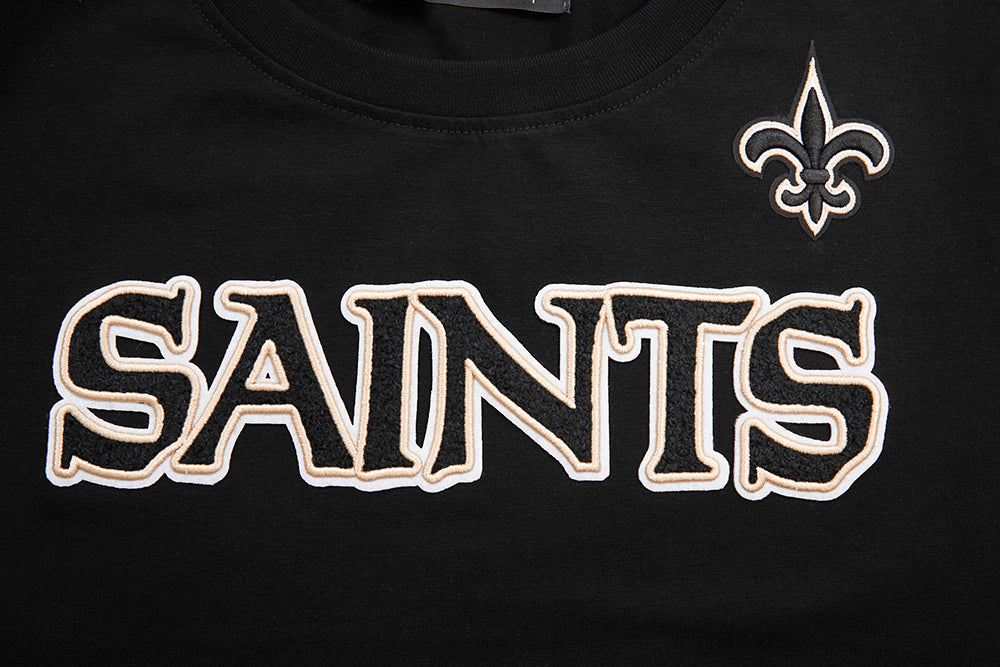 NFL NEW ORLEANS SAINTS CLASSIC SHORT SLEEVE WOMEN'S SINGLE JERSEY SLIM FIT TEE (BLACK) - Image 5
